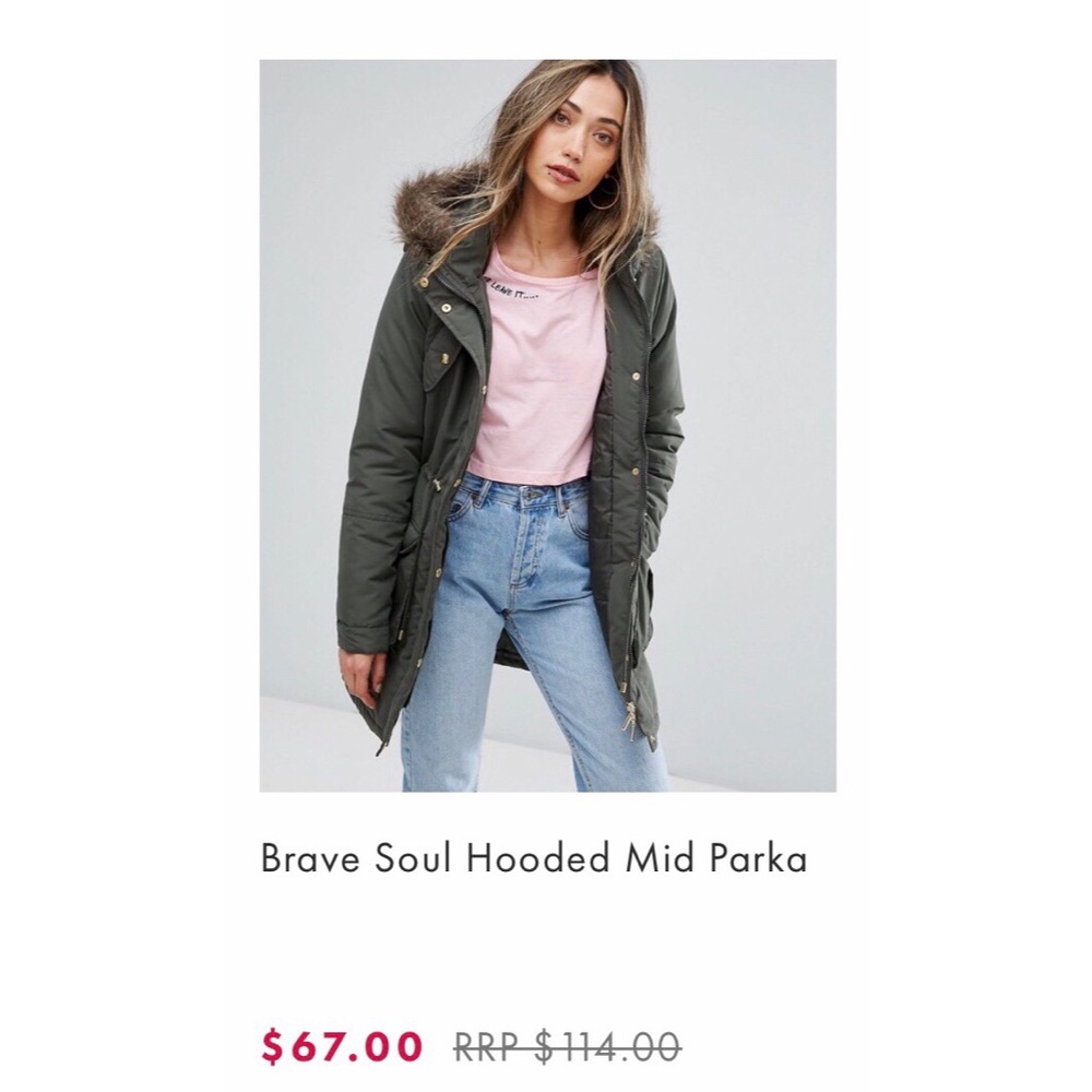 Army green parka from ASOS.